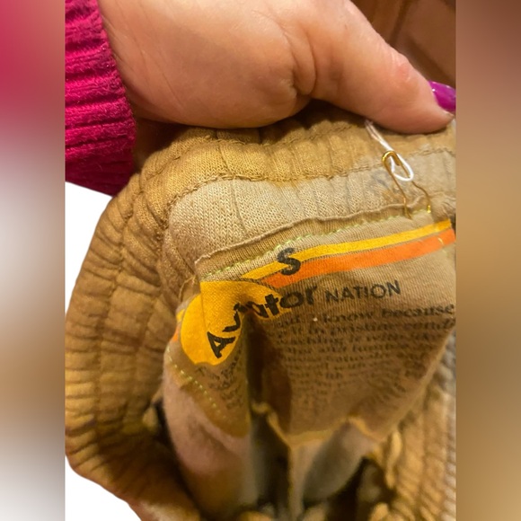 NWT Aviator Nation long sleeve cropped top and sweat pants set BROWN Size S/M - Picture 5 of 6